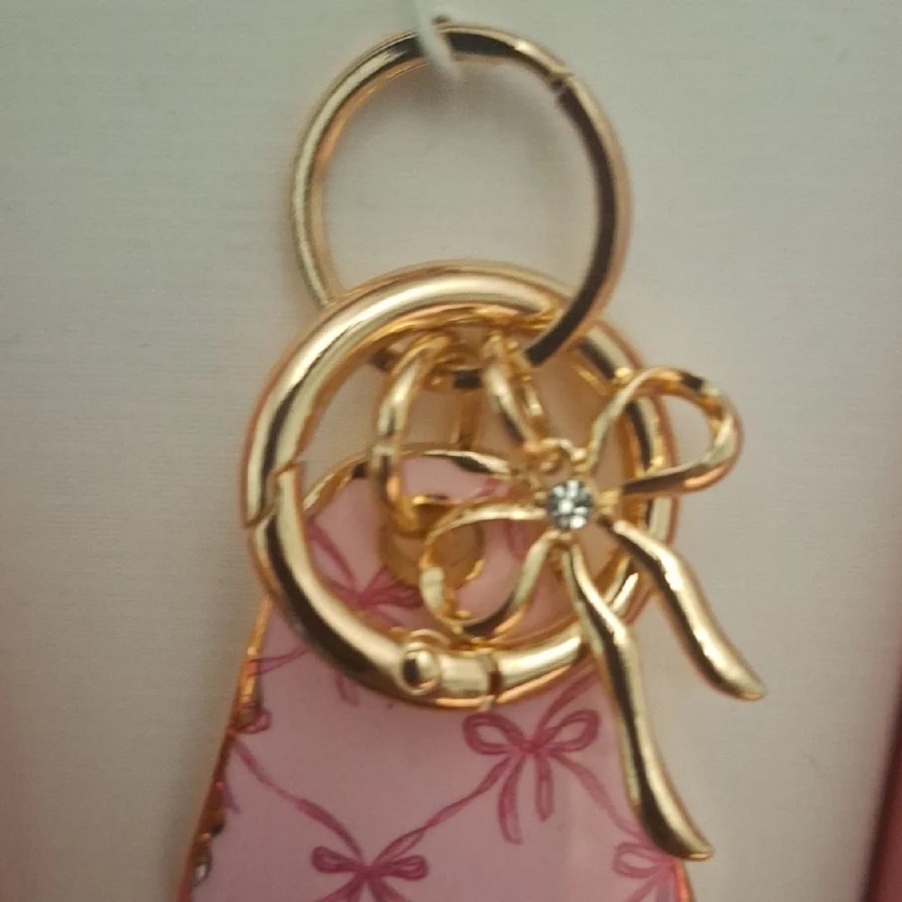 Piper•K Pink and Gold Bow Bag Charm Key Holder